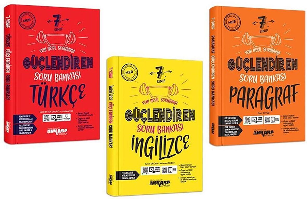 Ankara 7. Sınıf Türkçe + Paragraf + İngilizce Güçlendiren Soru Seti 3 Kitap 2023