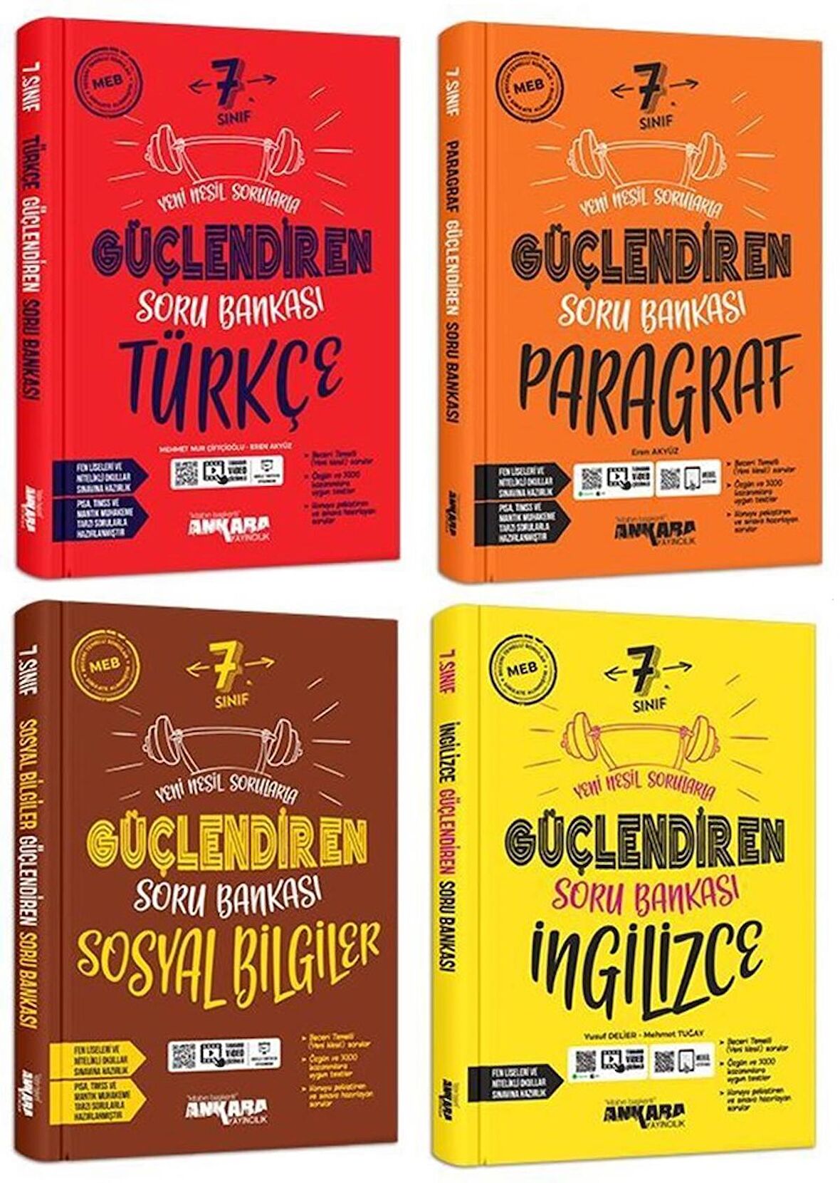 Ankara 7. Sınıf Sosyal + Türkçe + İngilizce + Paragraf Soru Seti 4 Kitap 2023
