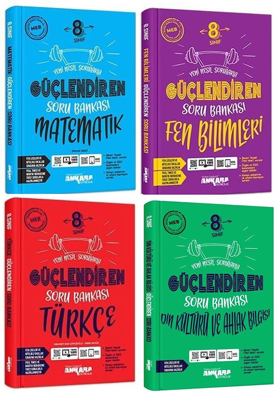 Ankara 8. Sınıf Matematik + Türkçe + Fen + Din Güçlendiren Soru Seti 4 Kitap 2023