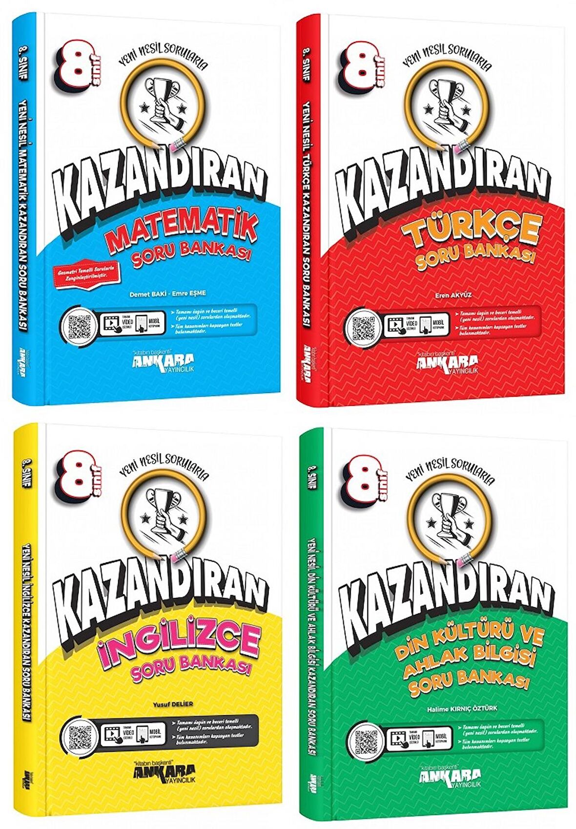 Ankara 8. Sınıf Matematik + Türkçe + Din + İngilizce Kazandıran Soru Seti 4 Kitap 2023