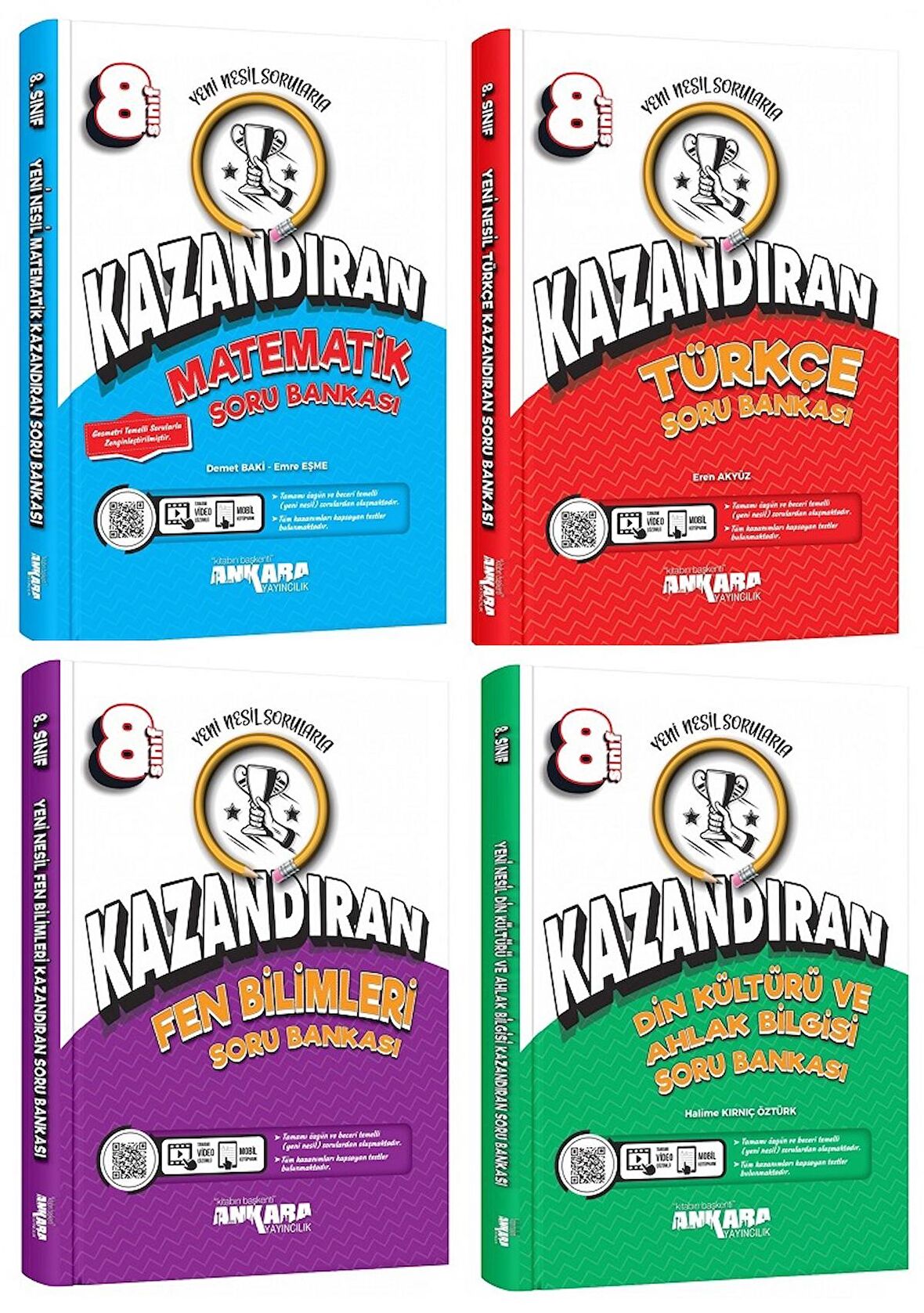 Ankara 8. Sınıf Matematik + Türkçe + Fen + Din Kazandıran Soru Seti 4 Kitap 2023