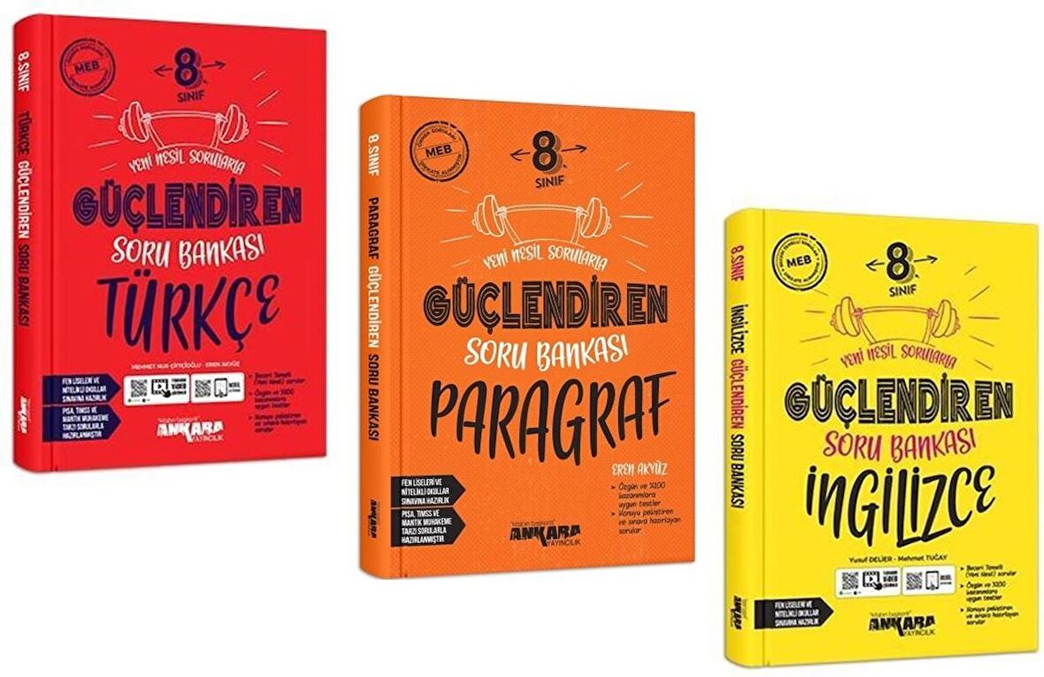 Ankara 8. Sınıf Türkçe + Paragraf + İngilizce Güçlendiren Soru Seti 3 Kitap 2023