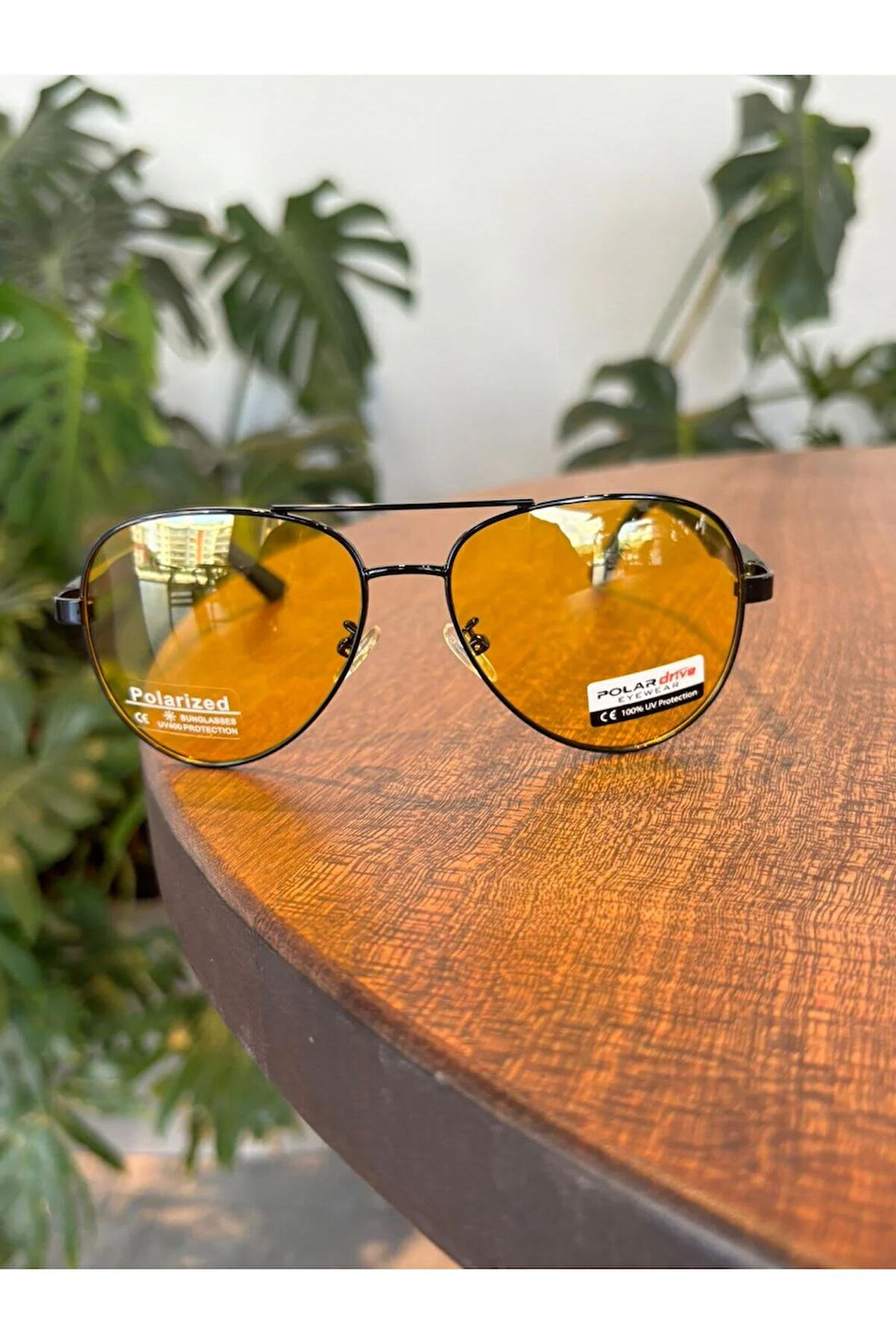 Antifar Polarize Sarı Camlı Siyah Damla Model Güneş Gözlüğü Unisex Kadın erkek Gözlük