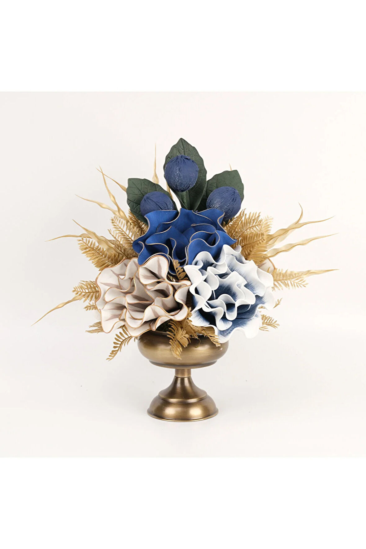 Yapay Çiçekli Antik Küçük Ayak Vazo No:7