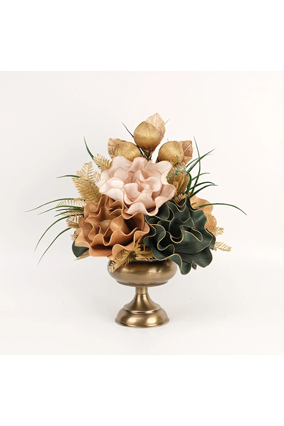 Yapay Çiçekli Antik Küçük Ayak Vazo No:6