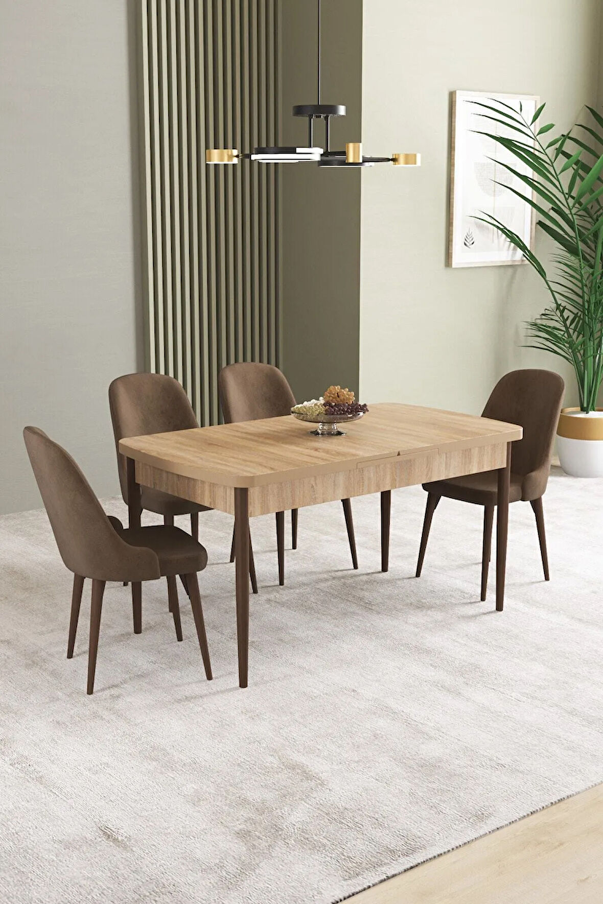 Daisy Beyaz 80x132 Açılabilir MDF Mutfak Masa Takımı 4 Sandalye