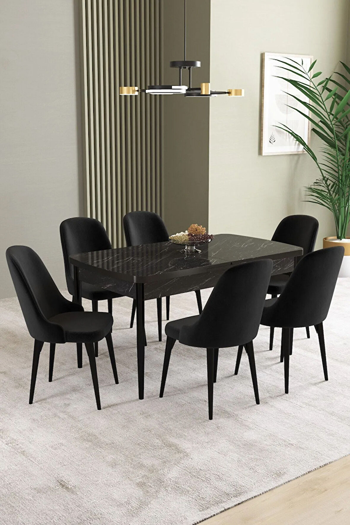 Ikon Meşe Desen 80x132 MDF Açılabilir Yemek Masası Takımı 4  Sandalye