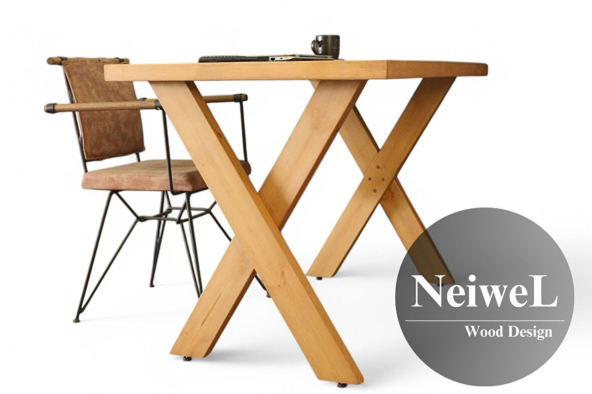 Neiwel Enax Doğal Ahşap Çalışma ve Ofis Masası-70cm-140cm