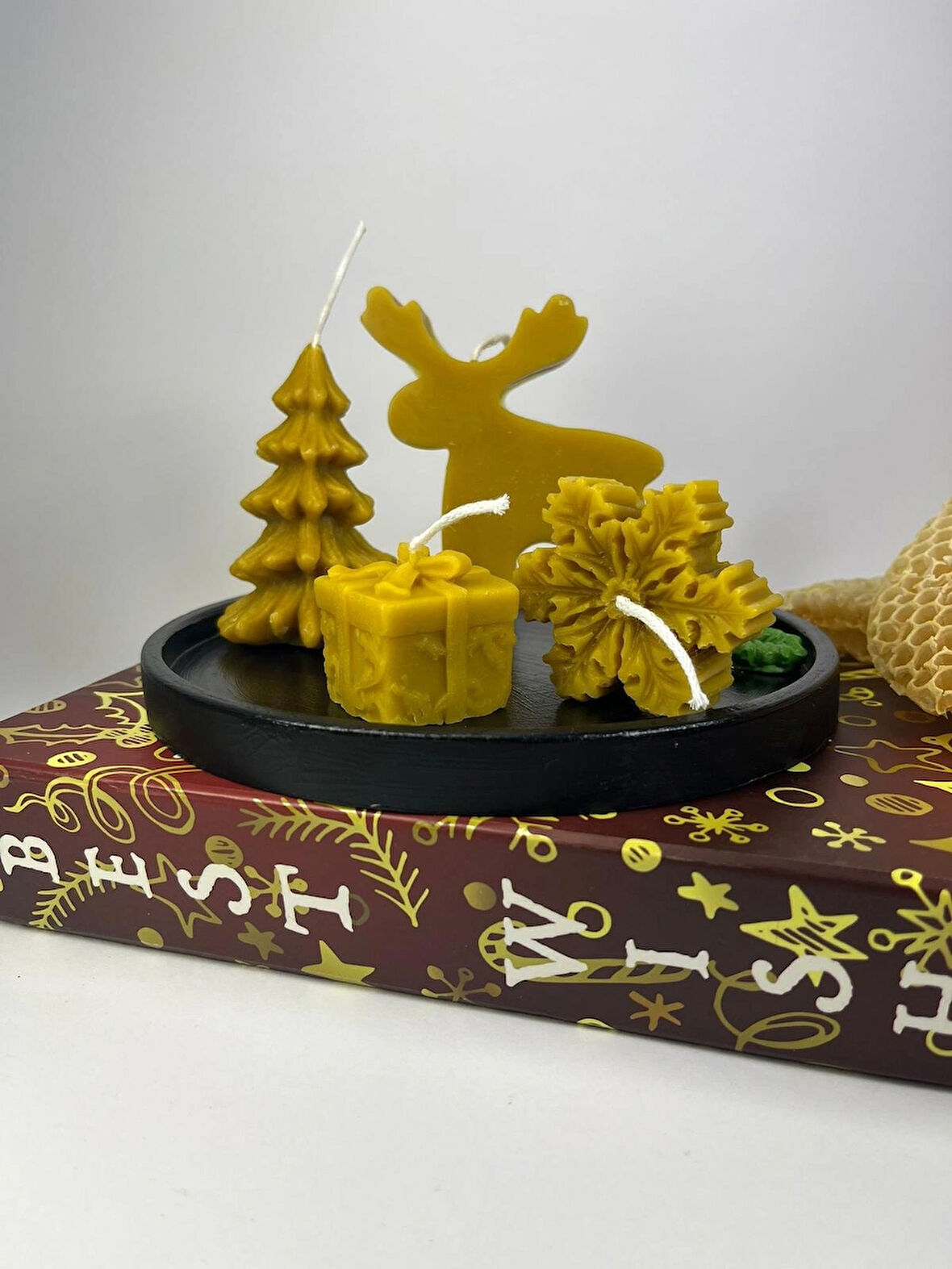 Doğal Balmumu Mum Yılbaşı Konseptli Hediye Kutusu - Apicraft (Xmas Gift Box)