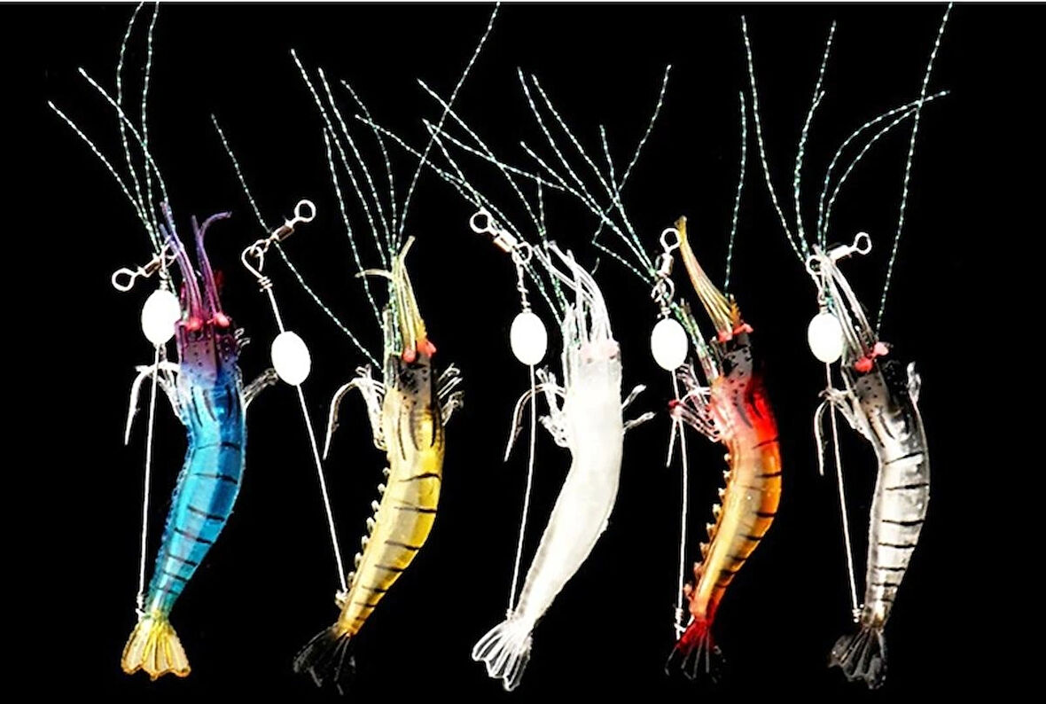 5 Adet - Silikon Yumuşak Kauçuk Sahte Karides 7,5 Cm - 5,5 Gr