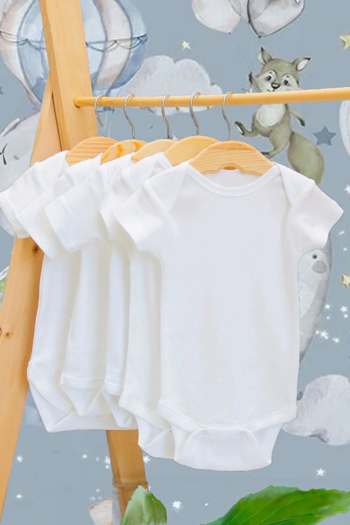 KISA KOL 5'Lİ PAKET ZARF YAKA %100 PAMUK BEBEK ZIBIN BODY