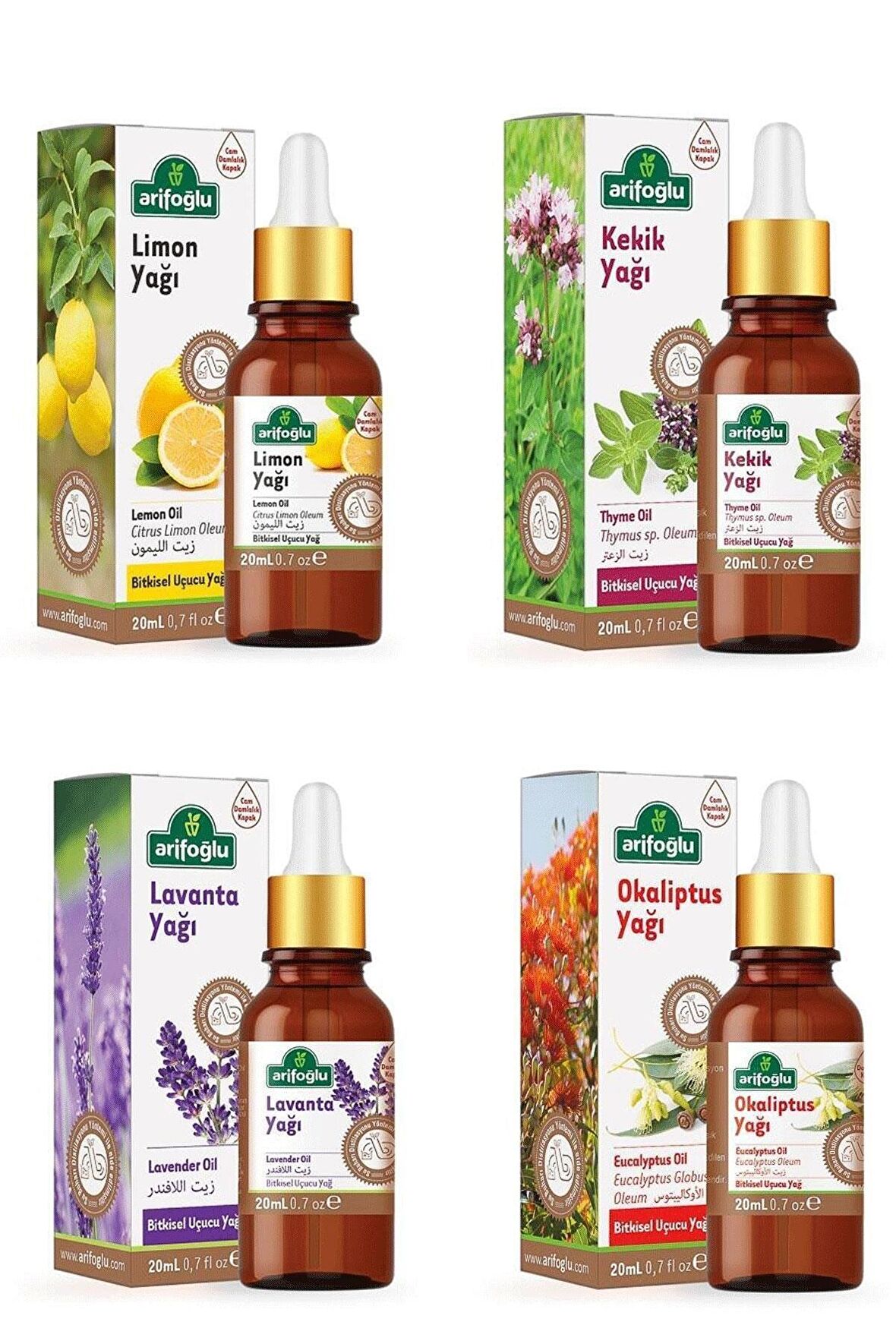 Arifoğlu Lavanta Yağı + Limon Yağı + Kekik Yağı + Okaliptus Yağı 4 x 20 ml