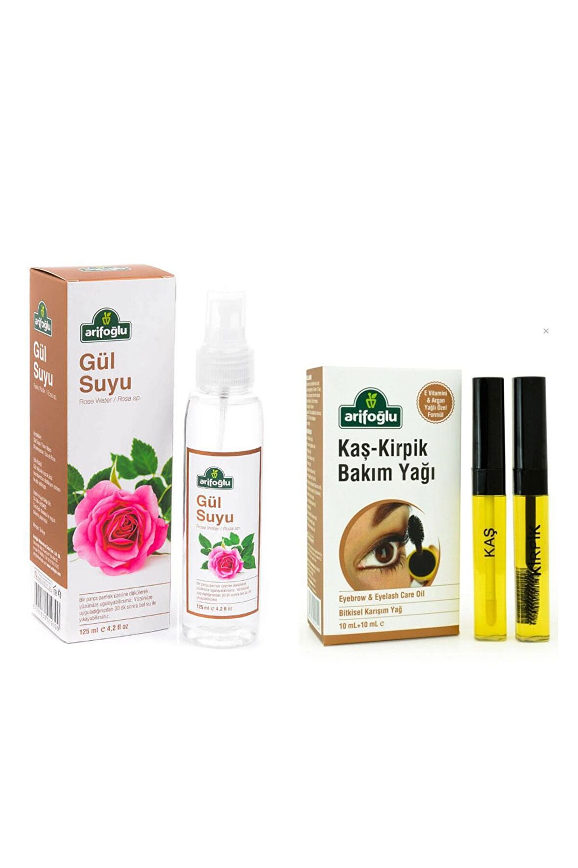 Arifoğlu Kaş Kirpik Bakım Yağı 10ml+10ml - Arifoğlu Gül Suyu 125 ml