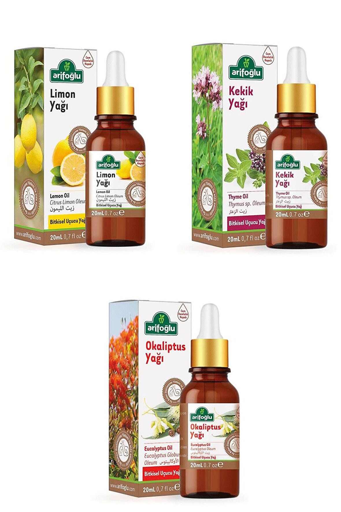 Arifoğlu Limon Yağı + Kekik Yağı + Okaliptus Yağı 3 X 20 Ml.