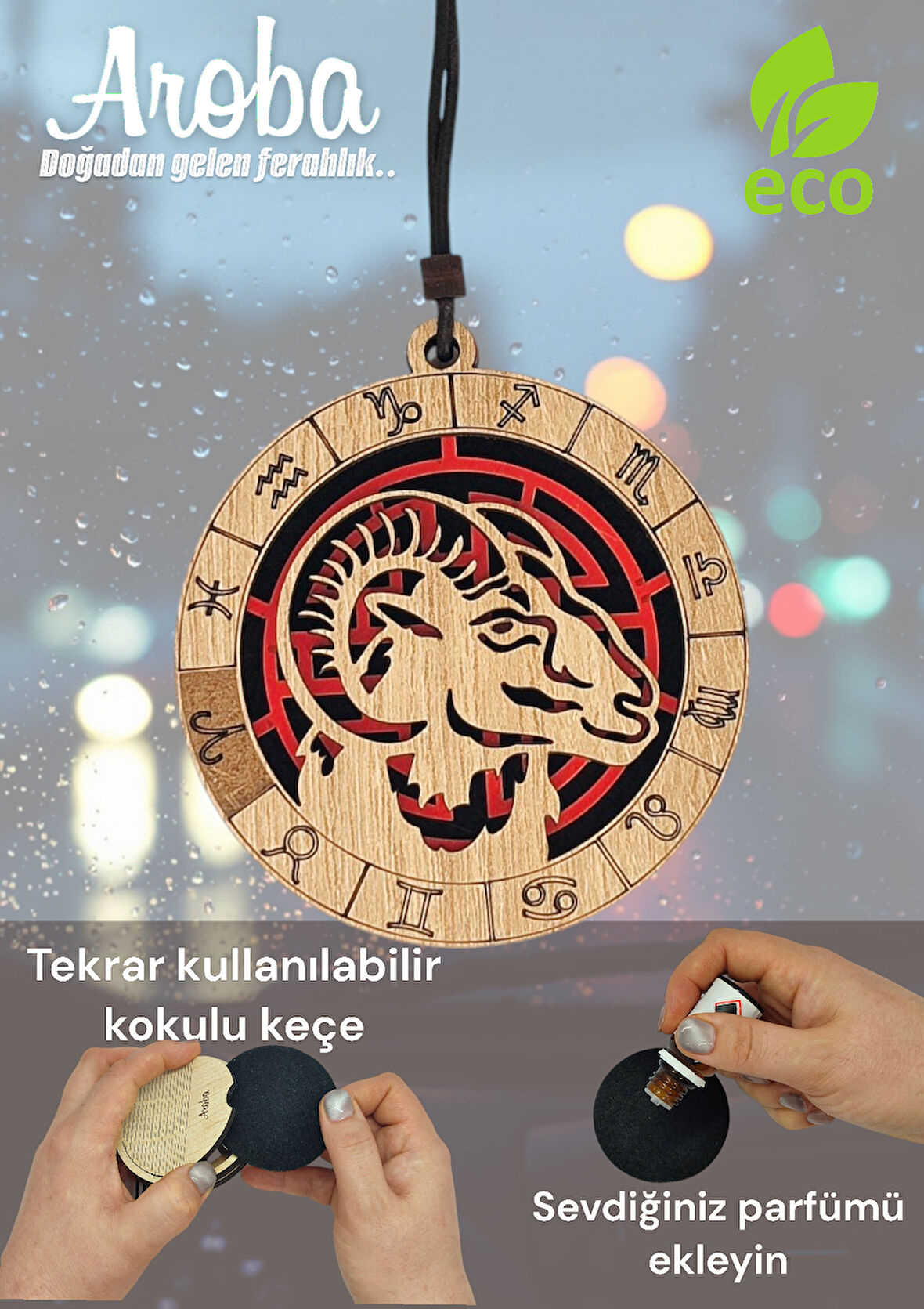 Araba kokusu - Koç burcu hediye - araç içi süs - dikiz aynası süsü