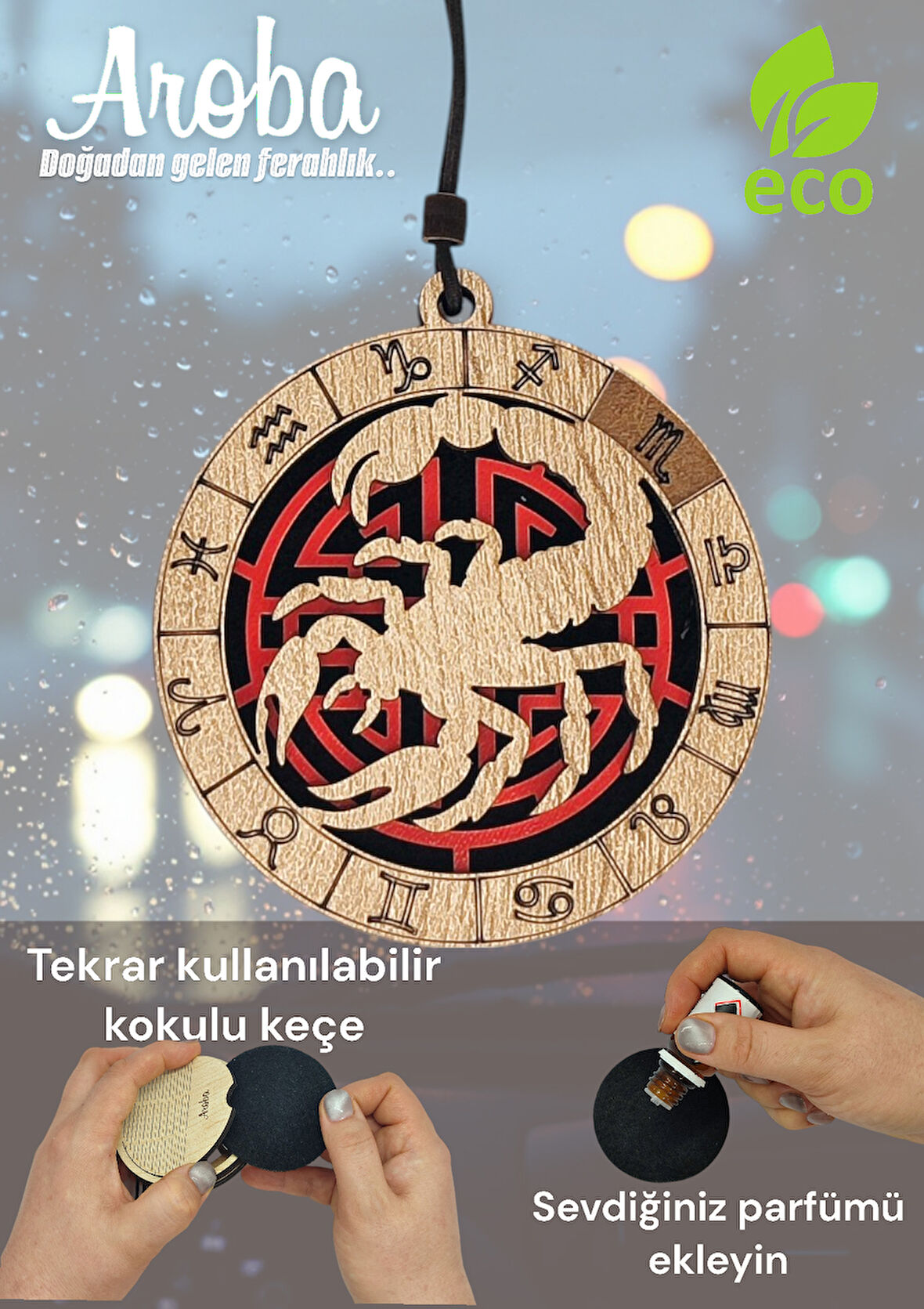 Araba kokusu - Akrep burcu hediye -  araç içi süs - dikiz aynası süsü