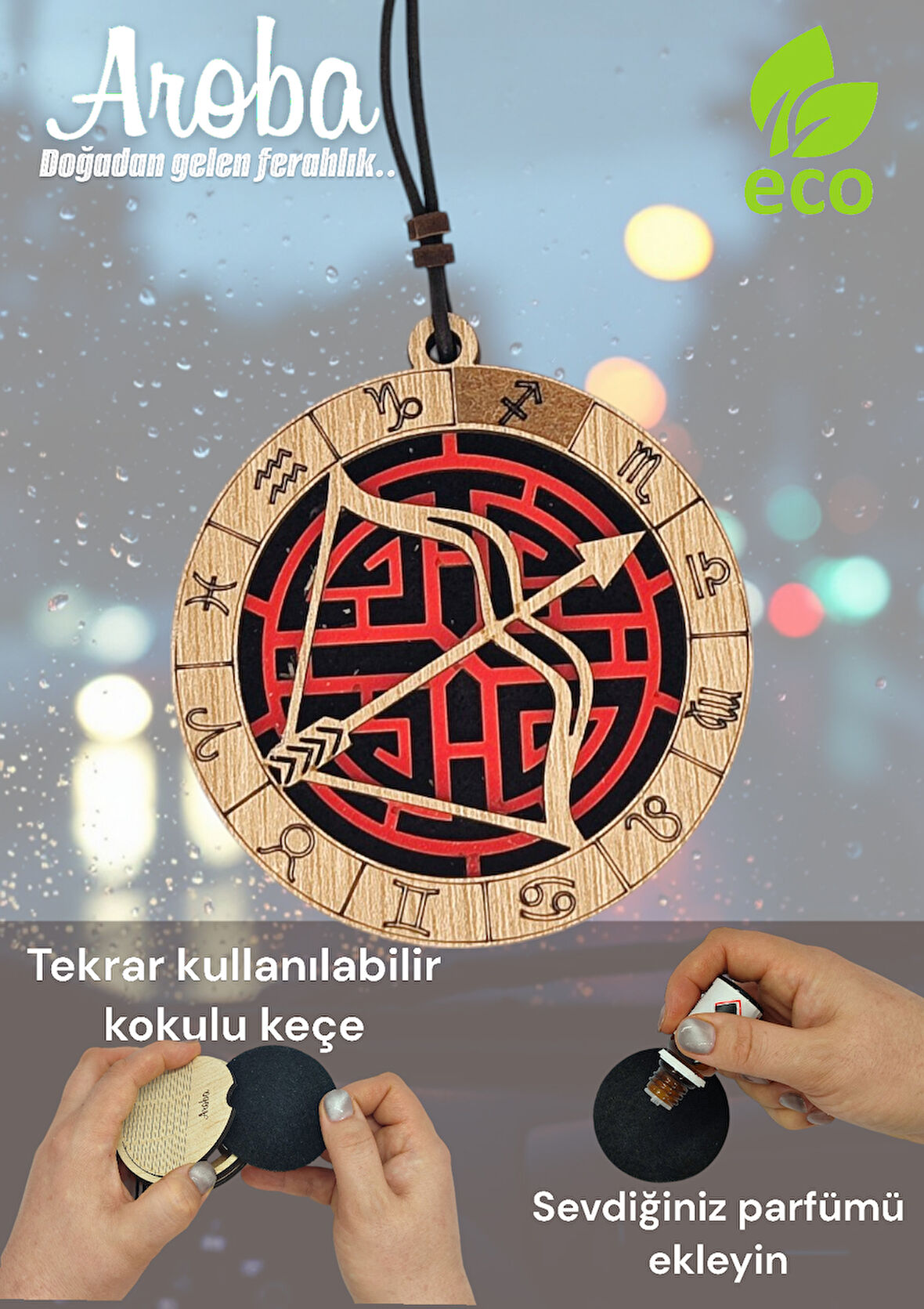 Araba kokusu - Yay burcu hediye -  araç içi süs - dikiz aynası süsü