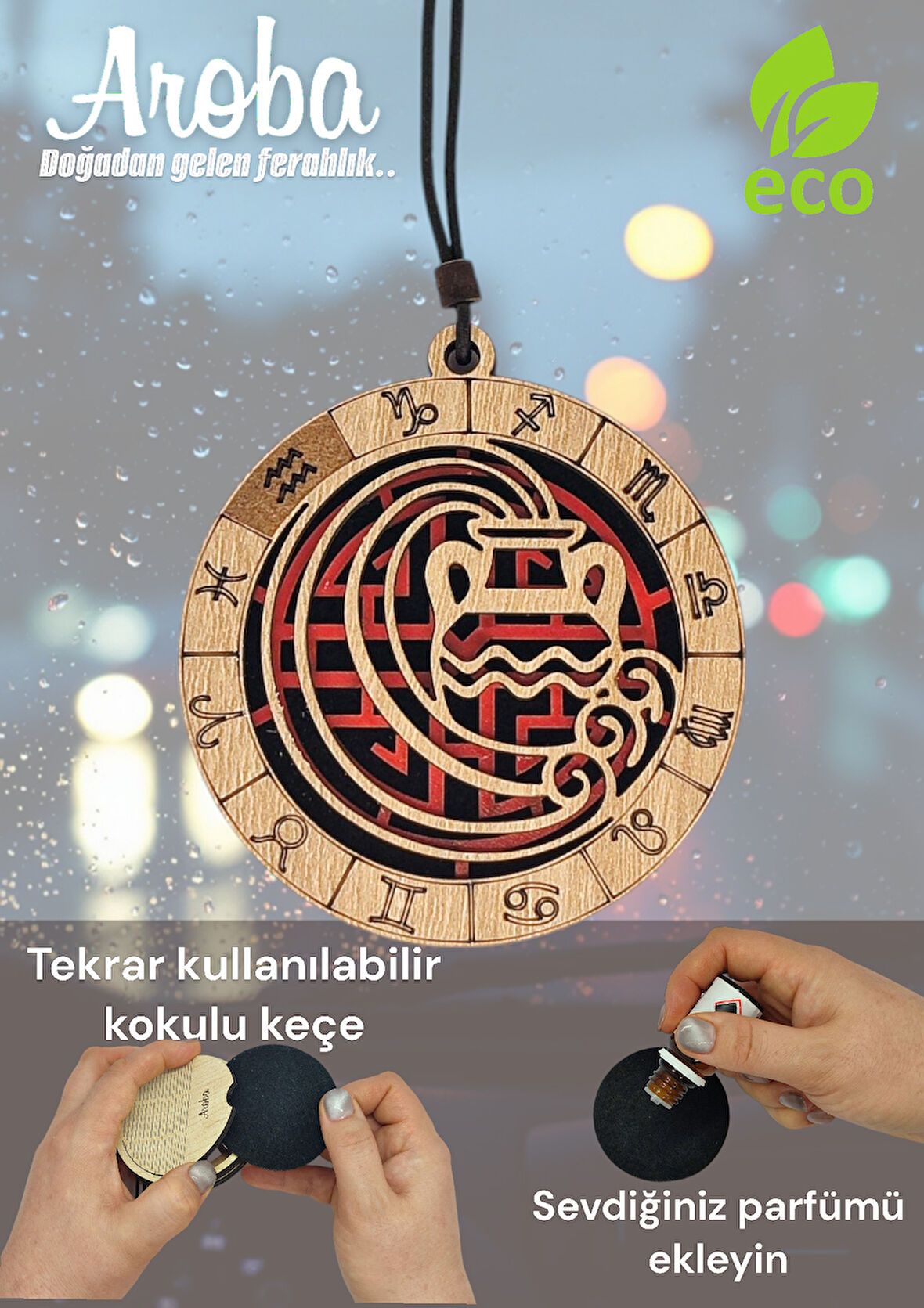 Araba kokusu - Kova burcu hediye -  araç içi süs - dikiz aynası süsü