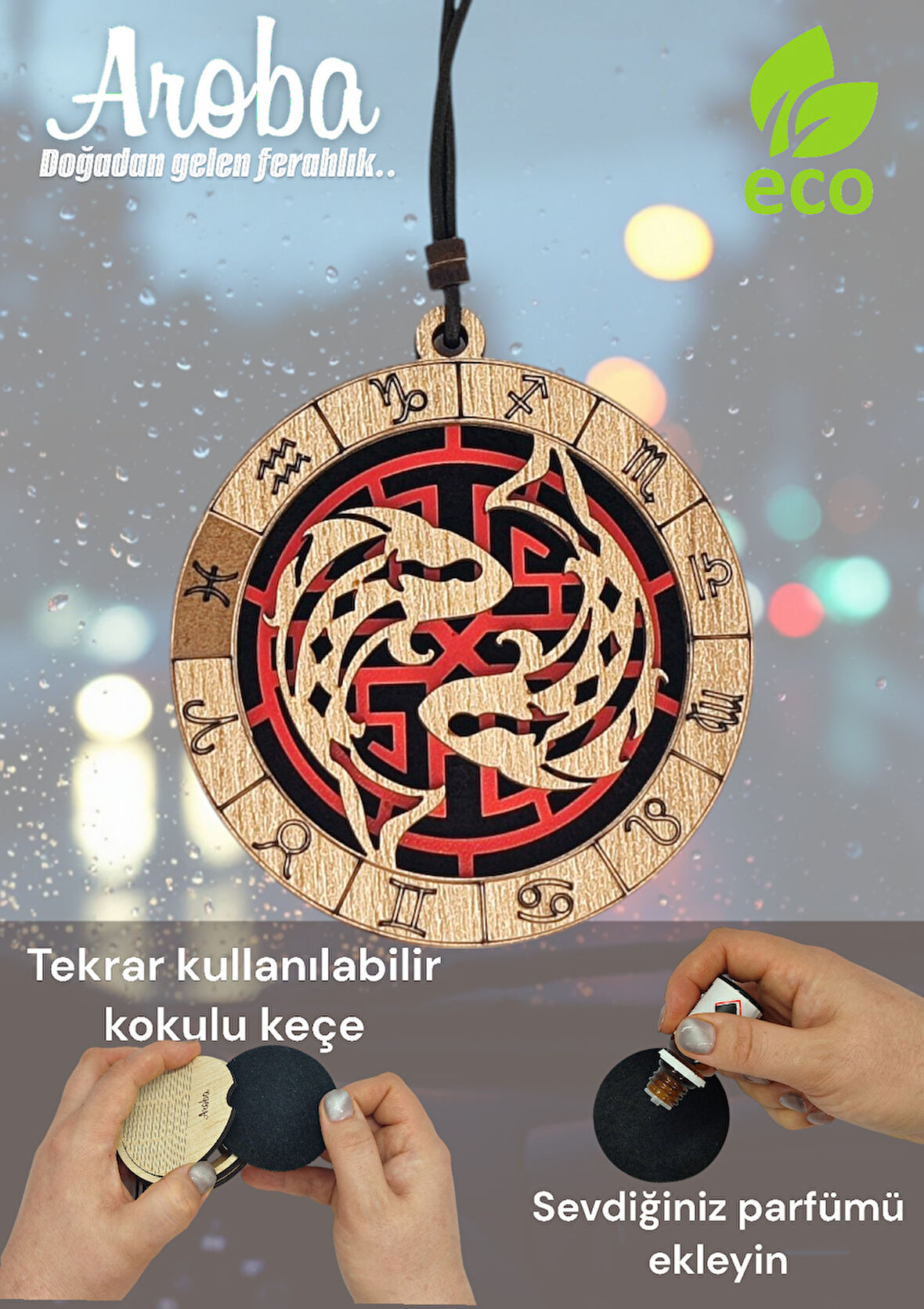 Araba kokusu - Balık burcu hediye -  araç içi süs - dikiz aynası süsü