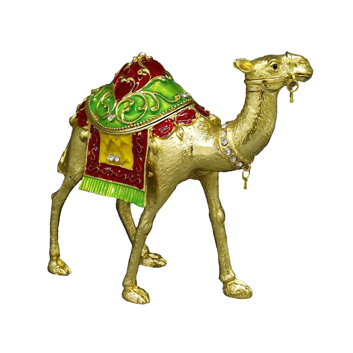 Kristal Taş İşlemeli Metal Deve | Benzersiz Hediyelik Biblo