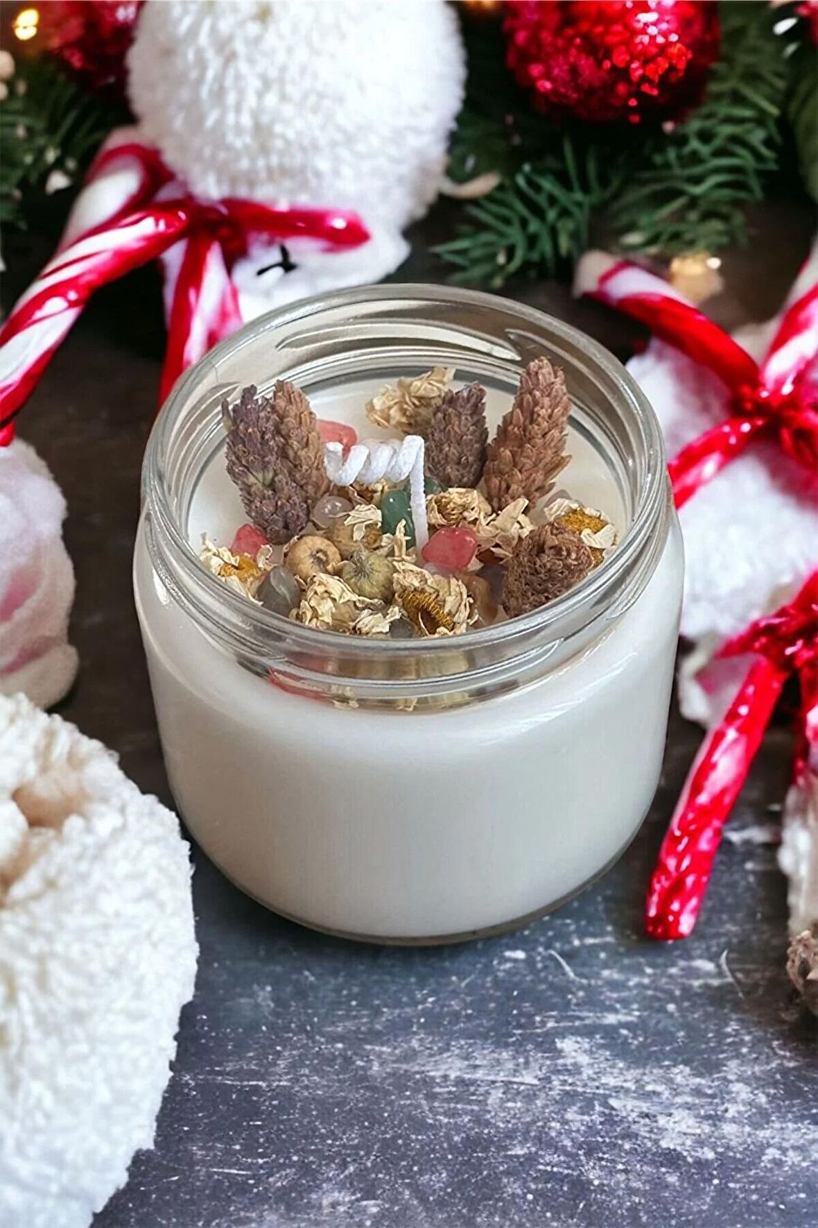 Aromaterapi No:2 Doğal Taşlı Soya Wax Mum / 300gr