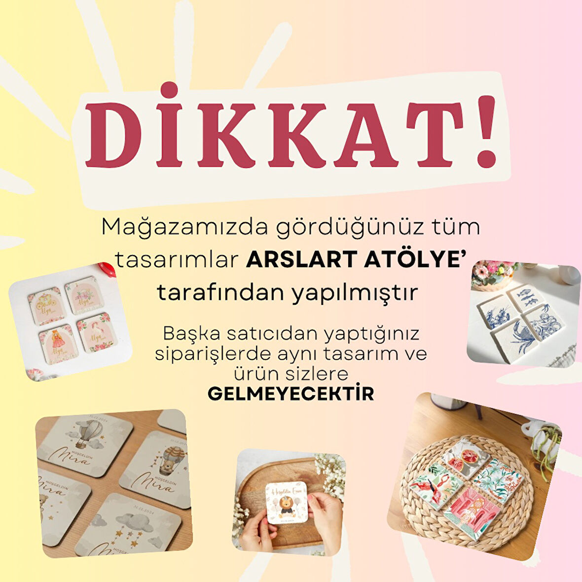 Yaprak, Bitki ve Desenli Taş Bardak Altlığı Seti - Modern ve Şık (4’lü Set)