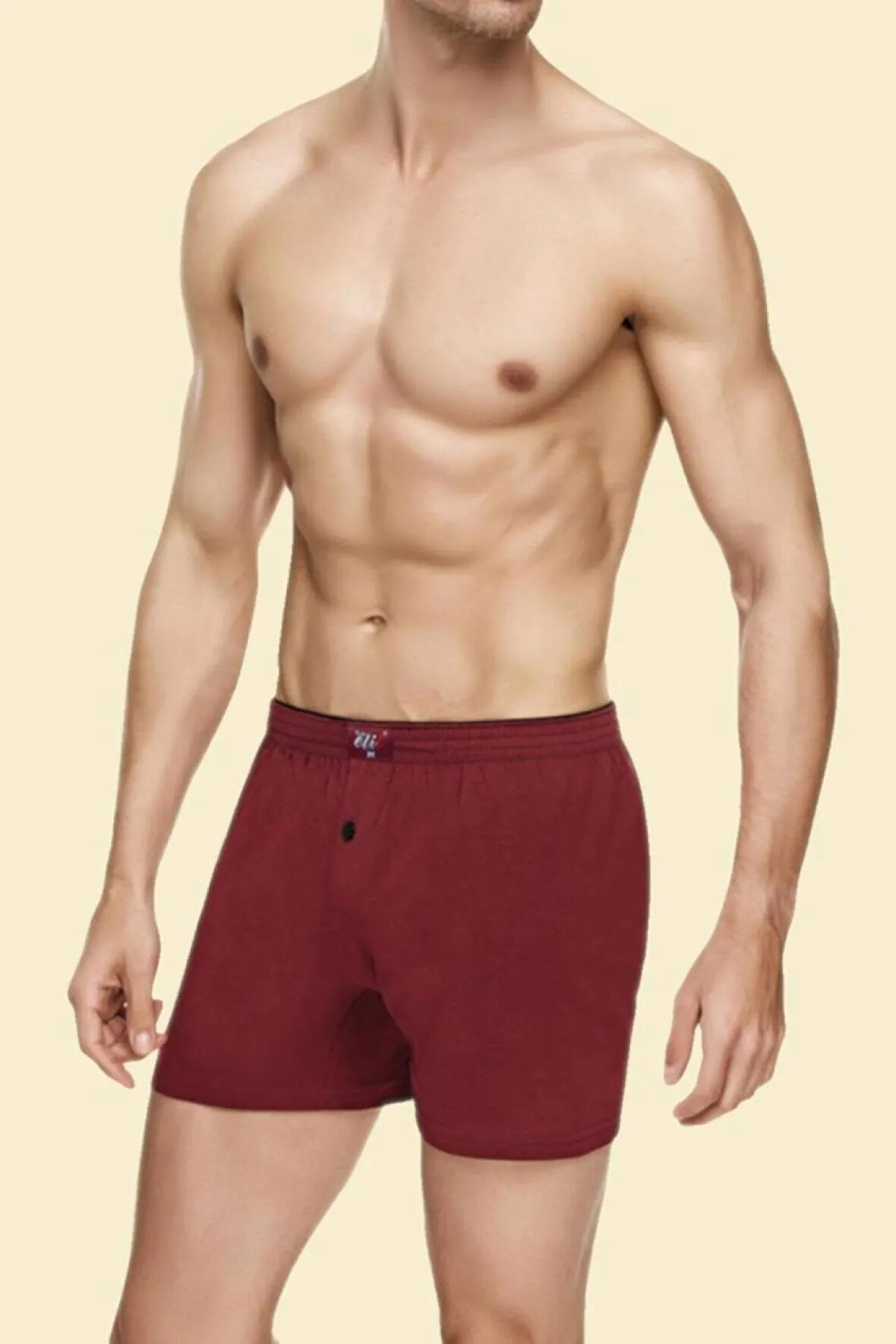 Erkek Lacivert Penye Düğmeli Boxer 6'lı Paket