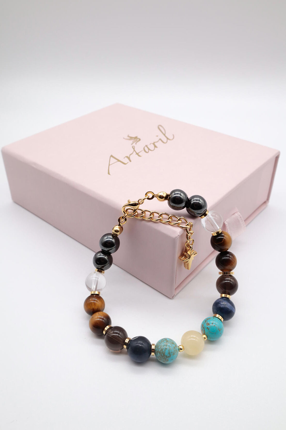 Artaril Doğal Taş Kadın Dikkat Eksikliği Odaklanma Bilekliği 8mm 18cm+ 3.5 cm Zincir
