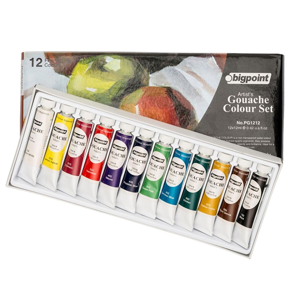 Bigpoint Gouache Colour Set - Artist's Guaj Boya Seti 12ml Tüp x 12 Renk