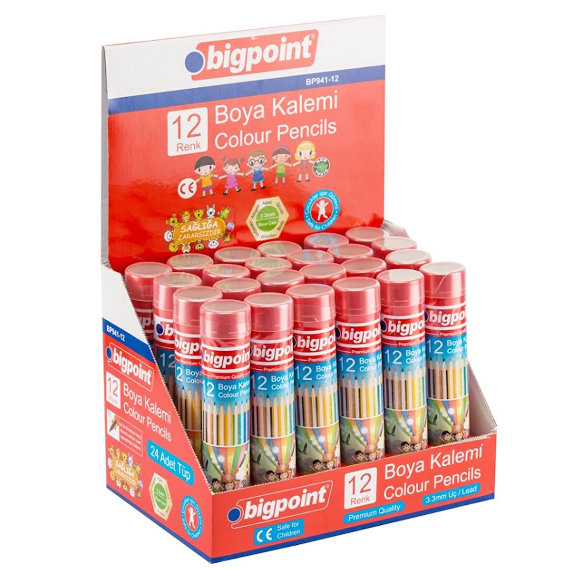 Bigpoint Premium Metal Tüpde Kuru Boya Kalemi 12 Renk - 24'lü Set