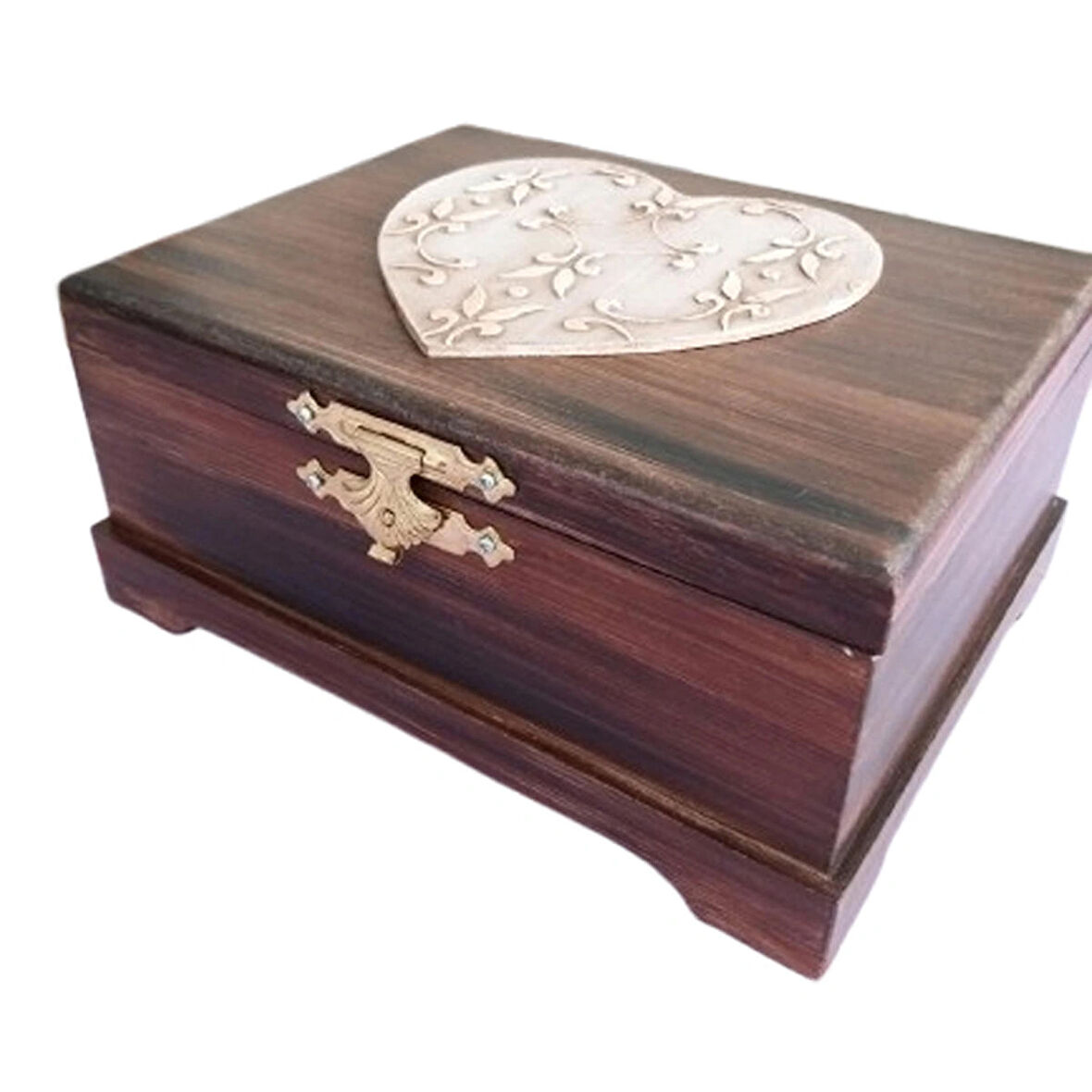 El Yapımı Eskitme Desenli Ahşap Bölmeli Kutu