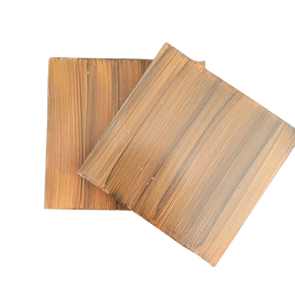 El Yapımı Eskitme Ahşap 2'li Bardak Altlığı Seti