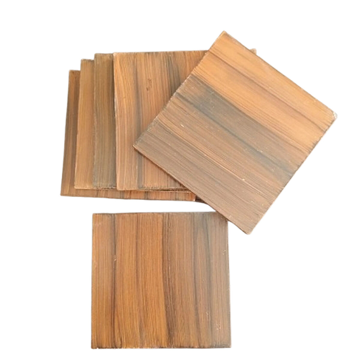 El Yapımı Eskitme Ahşap 6'lı Bardak Altlığı Seti (8x8 cm)