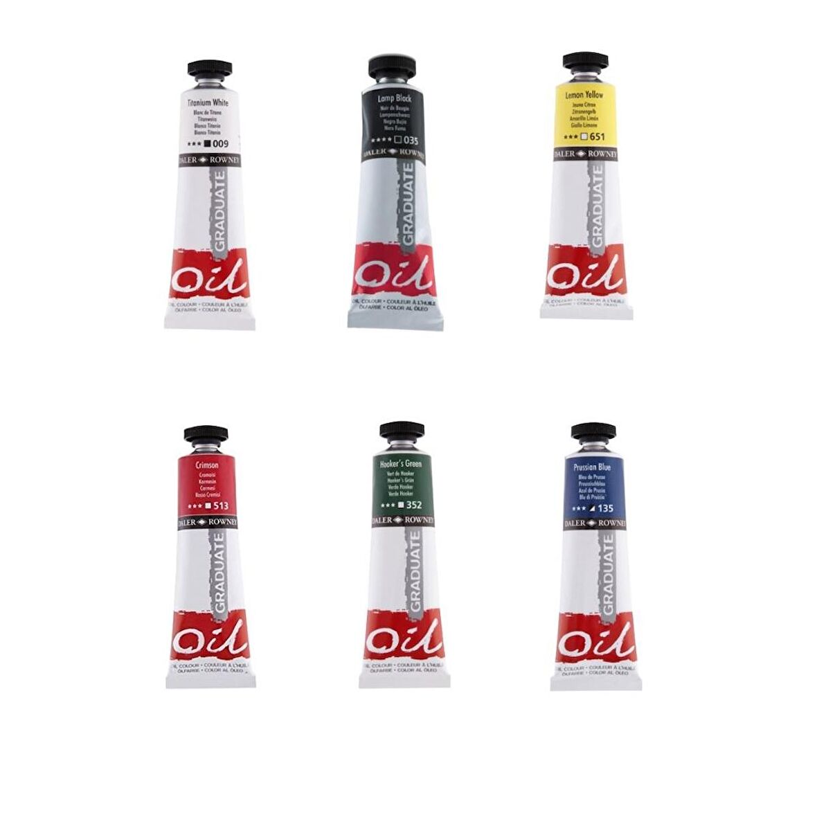 Daler Rowney Graduate Yağlı Boya 38ml 6'lı Set Ana Renkler