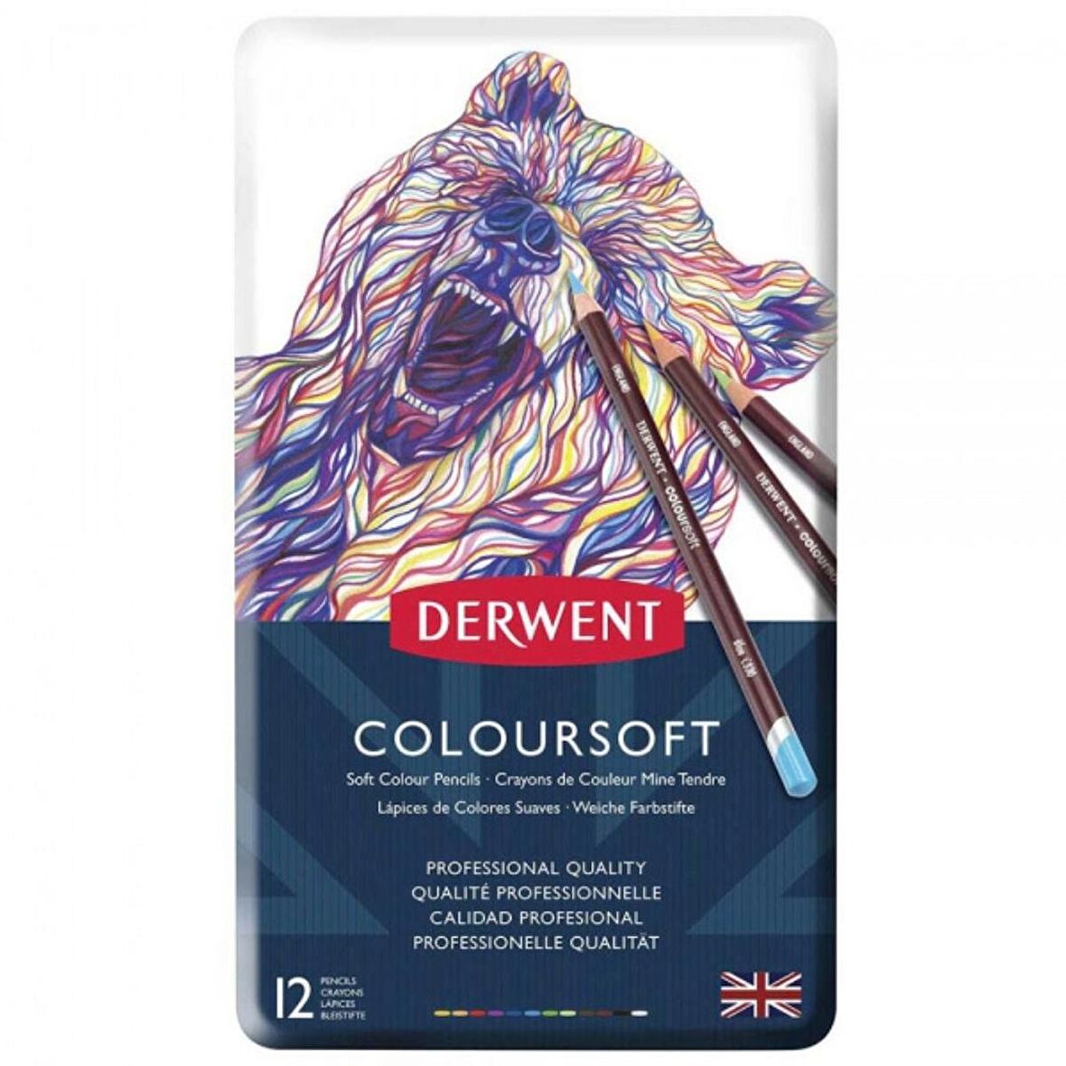 Derwent Coloursoft Pencil 12'li Teneke Kutu (Yumuşak Kuru Boya Kalemi)