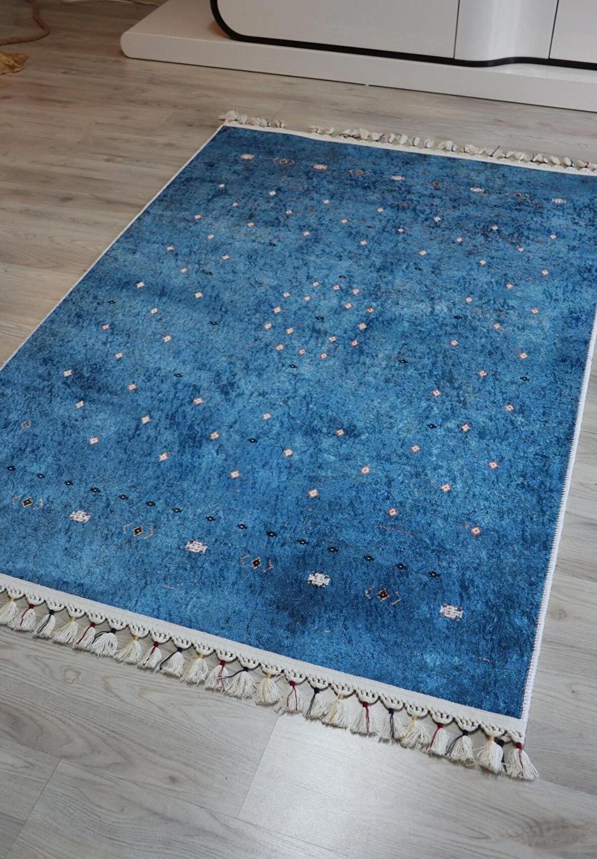 Dekoratif Örgü Saçaklı Salon Halısı Makinede Yıkanabilir Mutfak Halısı Kaymaz Kırmızı Kilim 