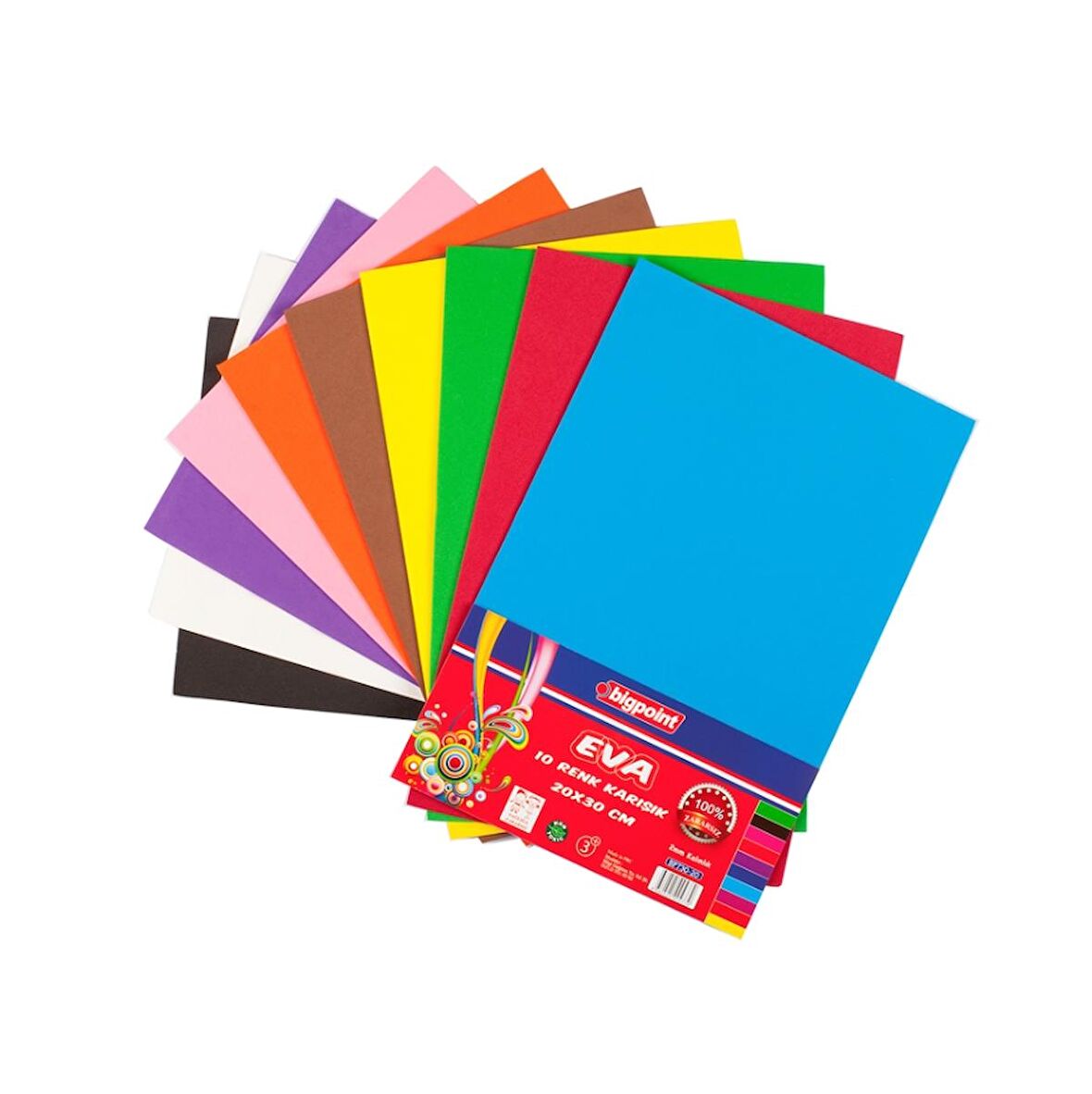 Bigpoint Renkli Karışık Kağıt 20x30cm 10 Renkli Eva 