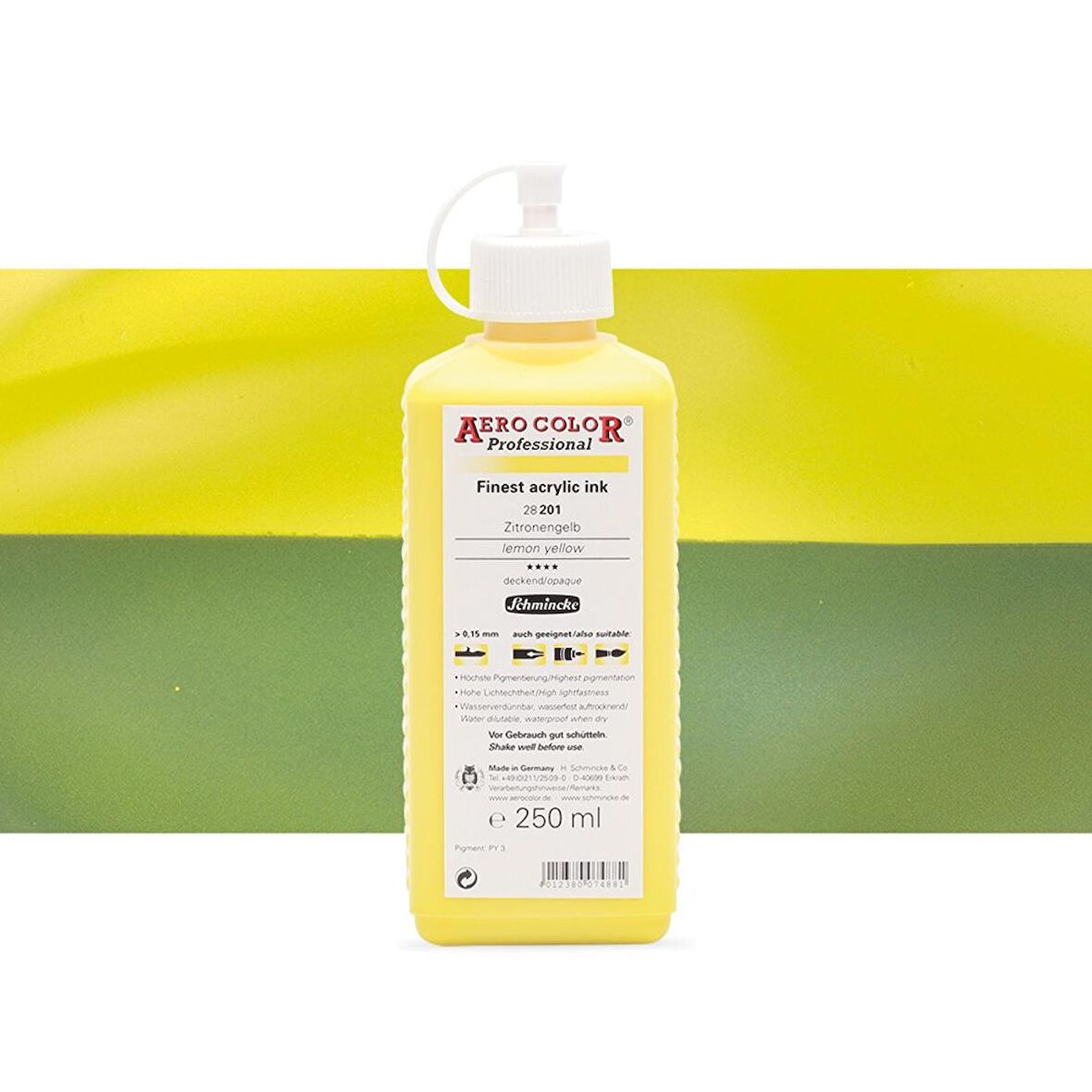 Schmincke Aero Color Professional Finest Akrilik ink. 250ml Lemon Yellow 201