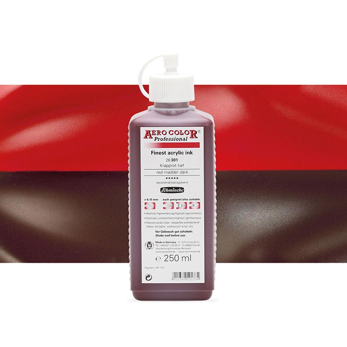 Schmincke Aero Color Professional Finest Akrilik ink. 250ml Red Madder Dark 301