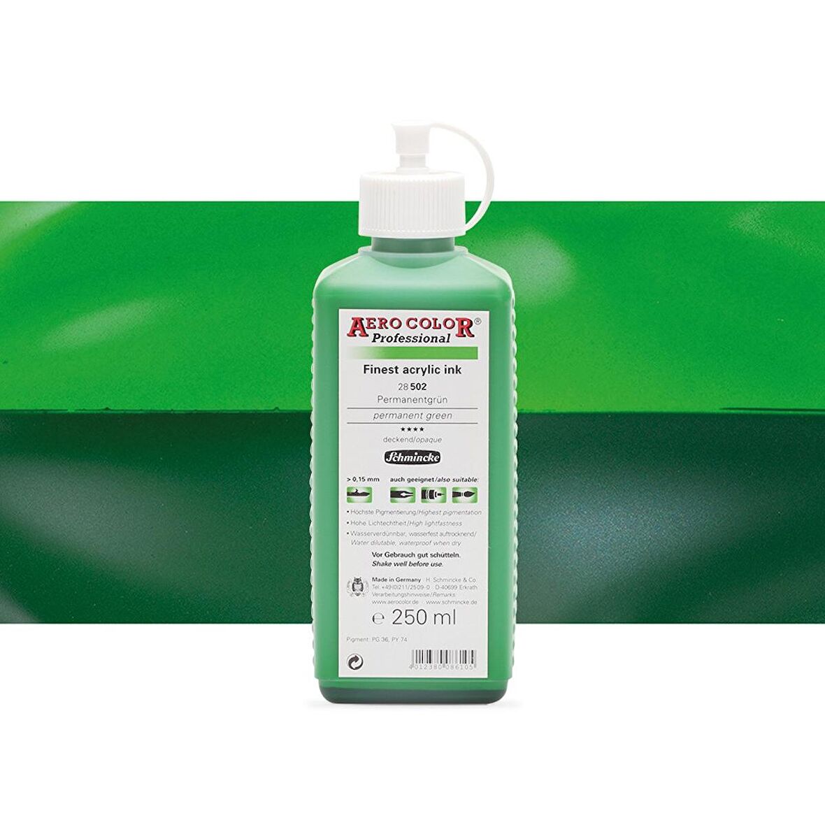 Schmincke Aero Color Professional Finest Akrilik ink. 250ml Permanent Green 502