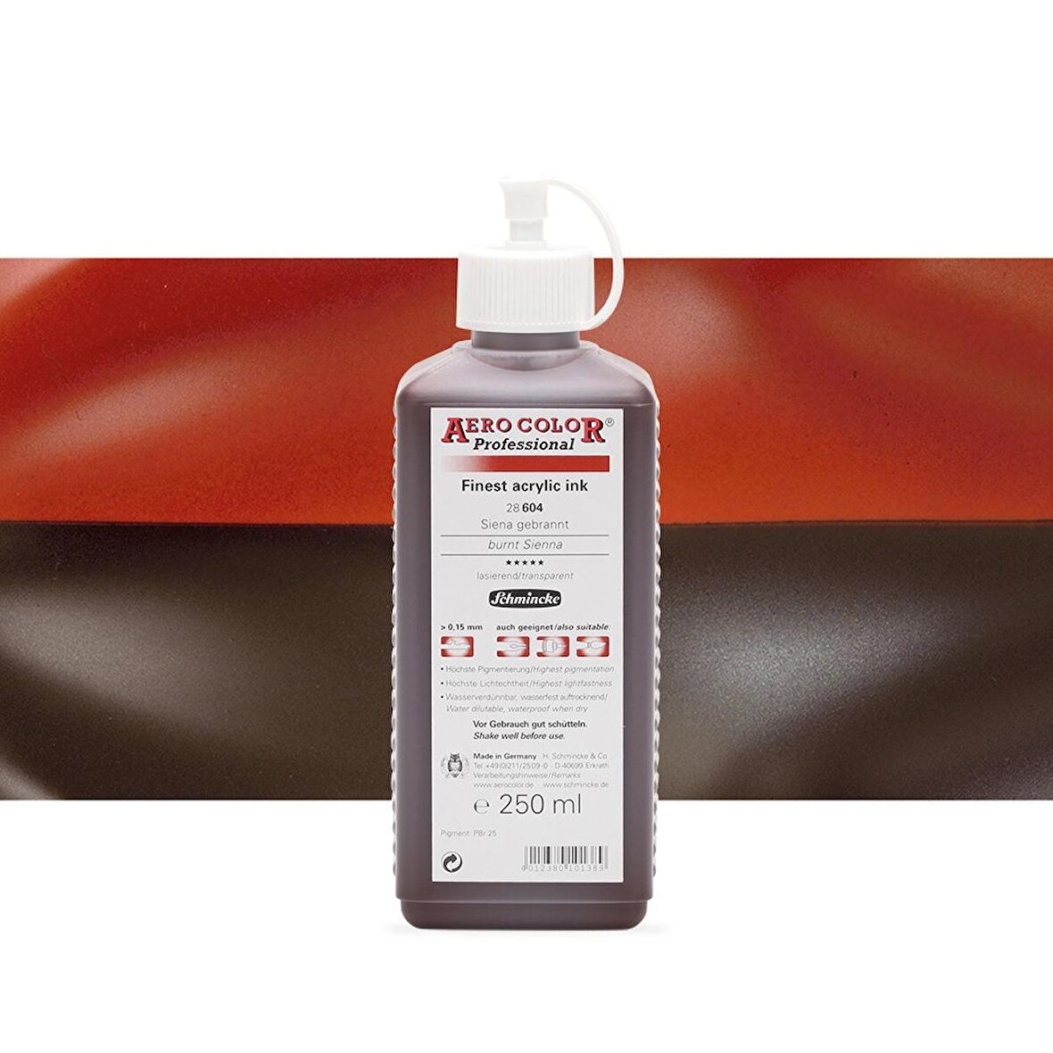 Schmincke Aero Color Professional Finest Akrilik ink. 250ml Burnt Sienna 604