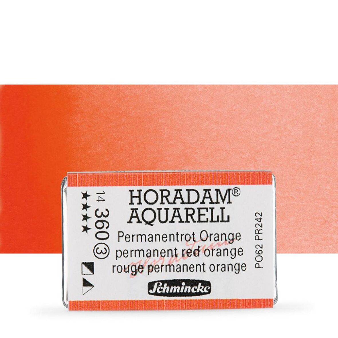 Schmincke Horadam Aquarell Tam Tablet Sulu Boya Permanent Red Orange 360 S.3