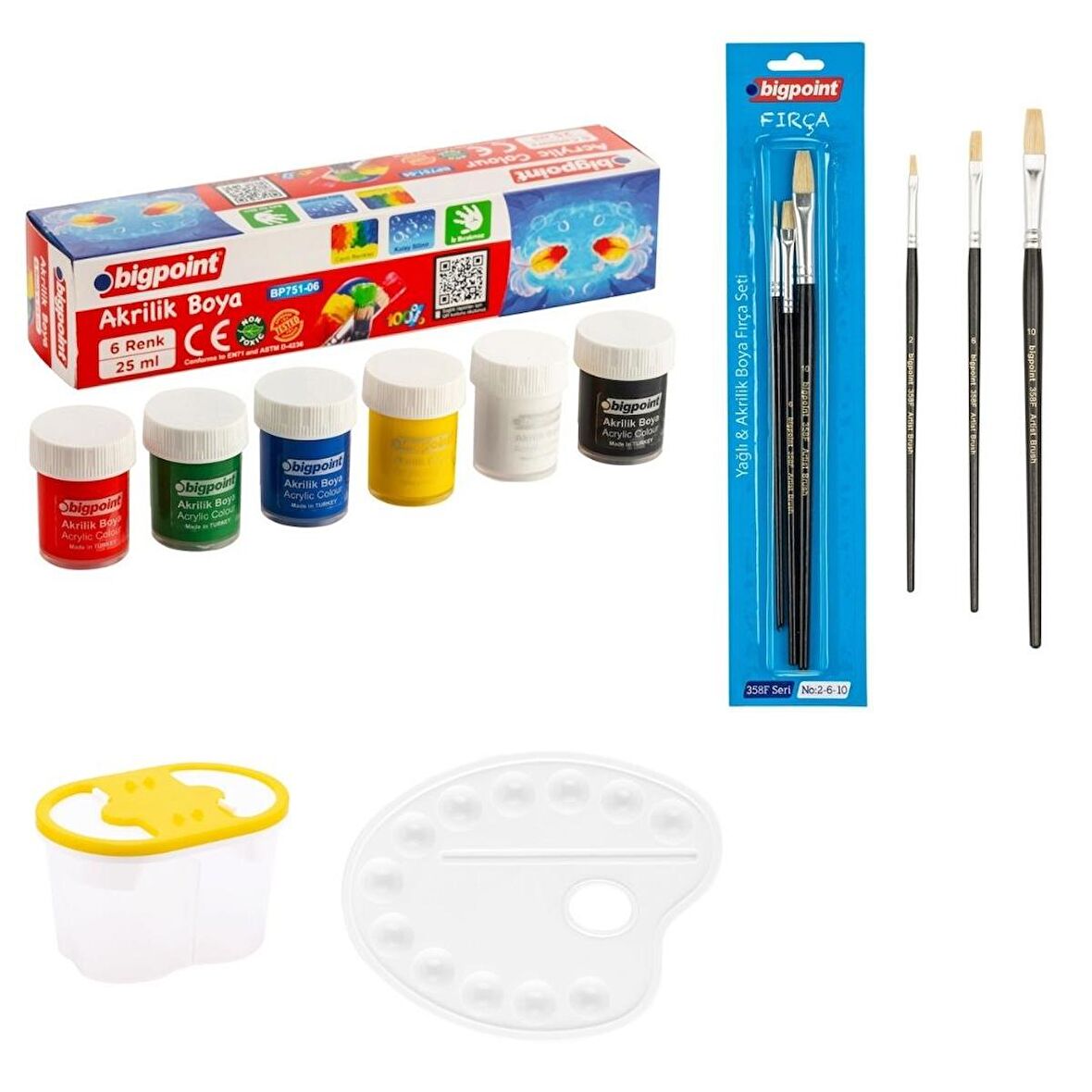 Bigpoint Akrilik Boya 6 Renk x 25 ml İlk Okul Başlangıç Seti