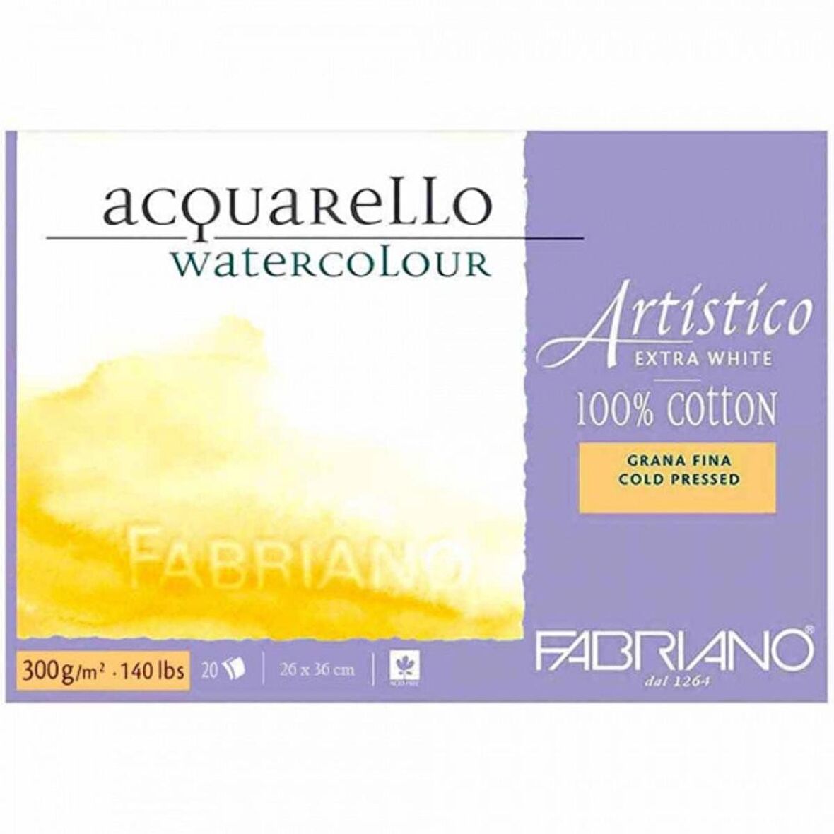 Fabriano Artistico Extra White Cold Pressed 300gr Sulu Boya Blok 20 Sayfa 26x36cm