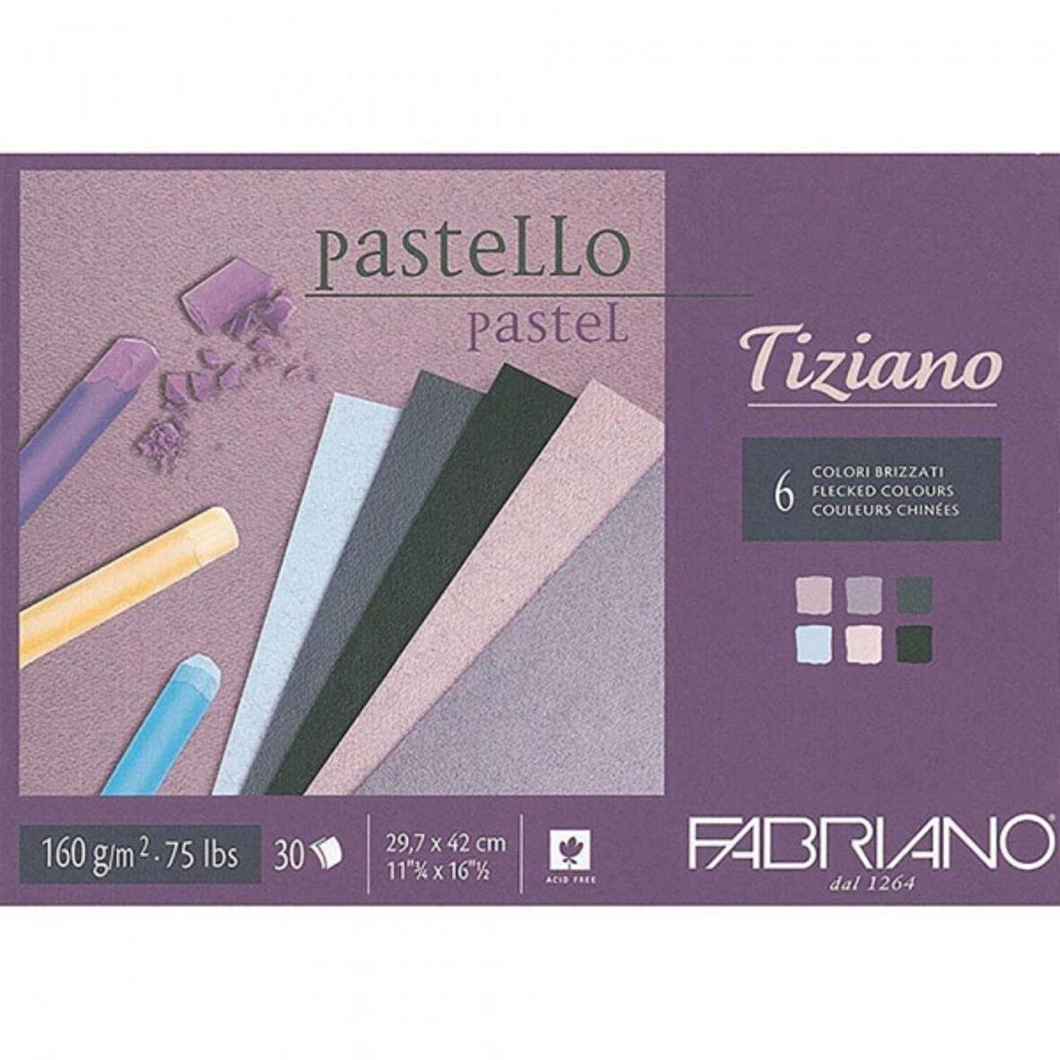 Fabriano Tiziano 160gr Flecked Color (Kırçıllı Renk) Pastel Blok 30 Sayfa A3 (29.7x42cm)