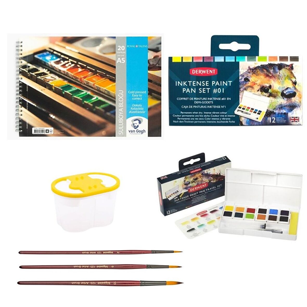 Derwent Profesyonel Inktense Sulu Boya Seti : 12 Renk