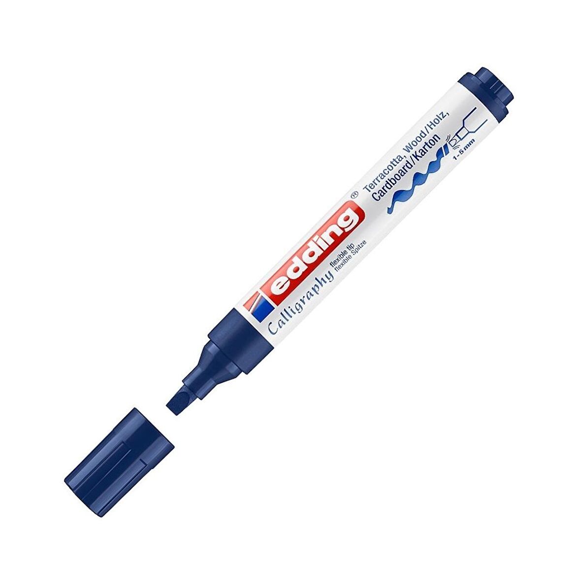 Edding 1455 Esnek Uçlu Kaligrafi Marker Kalem 5.0mm Çelik Mavisi 017