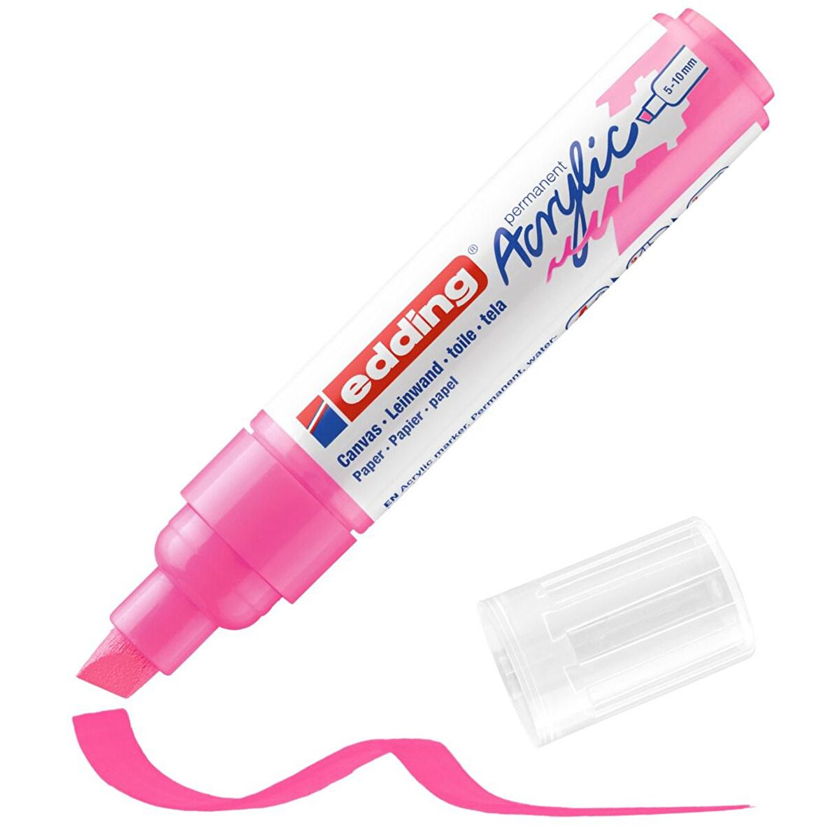 Edding 5000 Akrilik Markör Kalemi 5-10mm Kesik Uç Fosforlu Pembe 069