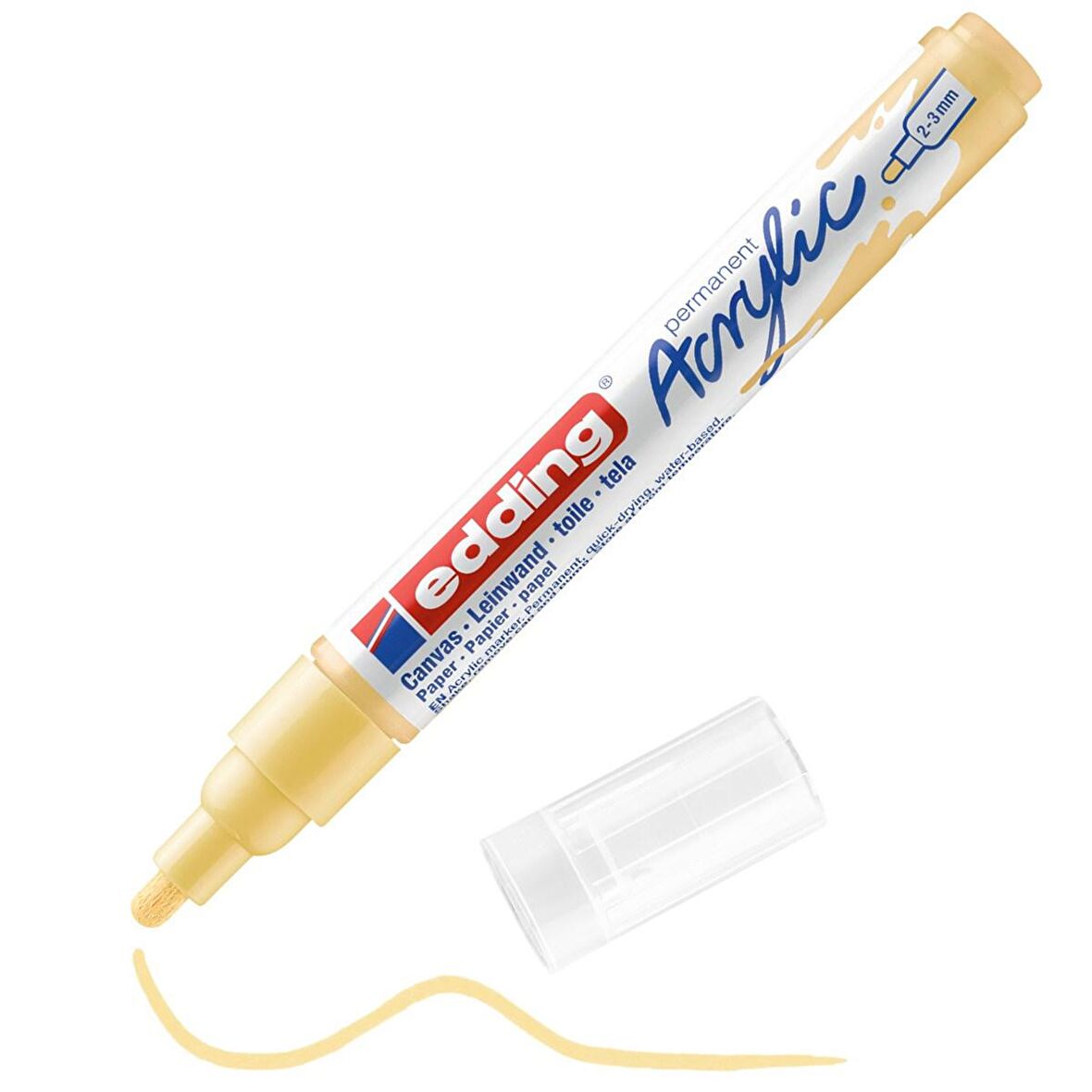 Edding 5100 Akrilik Markör Kalemi 2-3mm Yuvarlak Uç Pastel Sarı 915