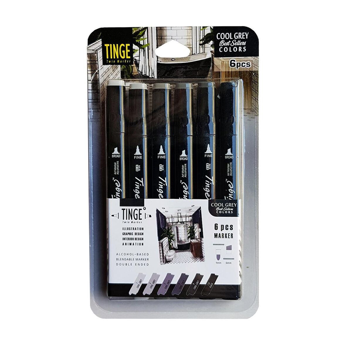 Tinge Marker 6'lı Cool Grey